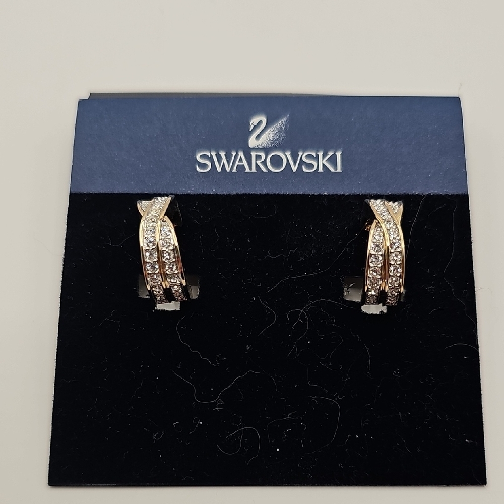 Swarovski Gold and Silver Crystal Clip On Earrings